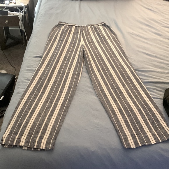 Chaus New York Flare Leg Pants, Size Small, Blue/Gray and White Striped Pattern - Picture 2 of 2